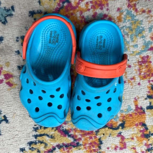 CROCS Boys swiftwater Clog Sandal Water shoes Blue/Orange size: 7 - Picture 6 of 10